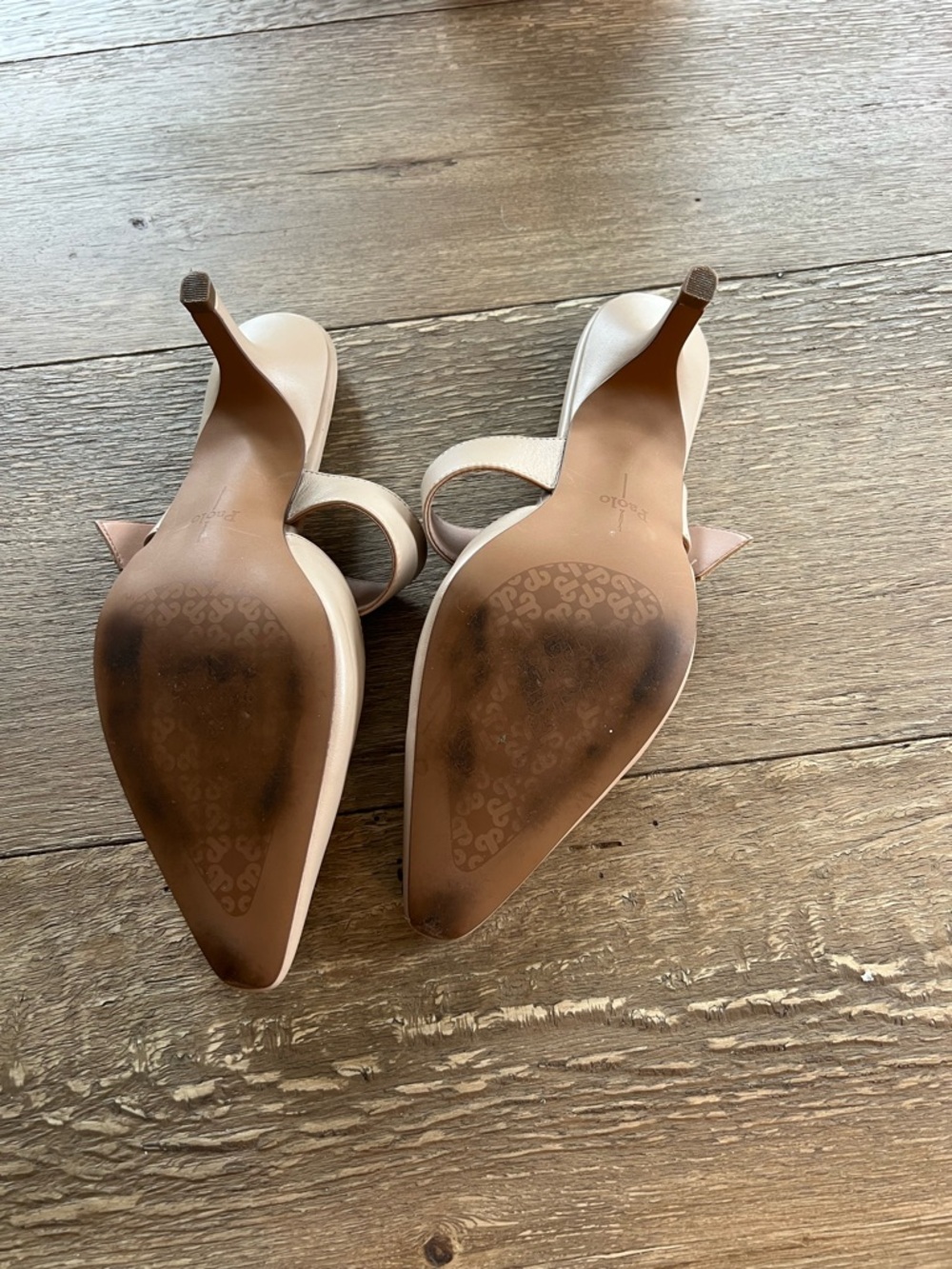 Paolo Blush Beige Pointed-Toe Buckle Mules - Picture 6 of 9